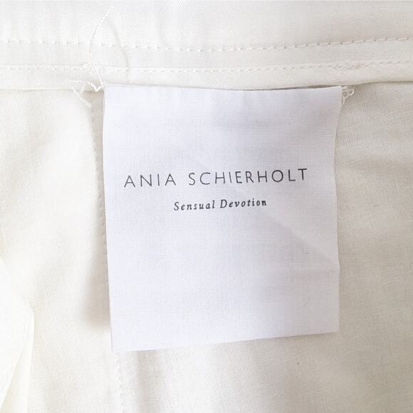 Ania Schierholt Ivory Sensual Devotion Collection Ivory Cupro Blend Trousers 12 - Picture 8 of 9